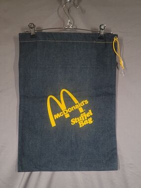 Vintage McDonald's Denim Stuffle Bag Drawstring Storage Sack Golden Arches Colle